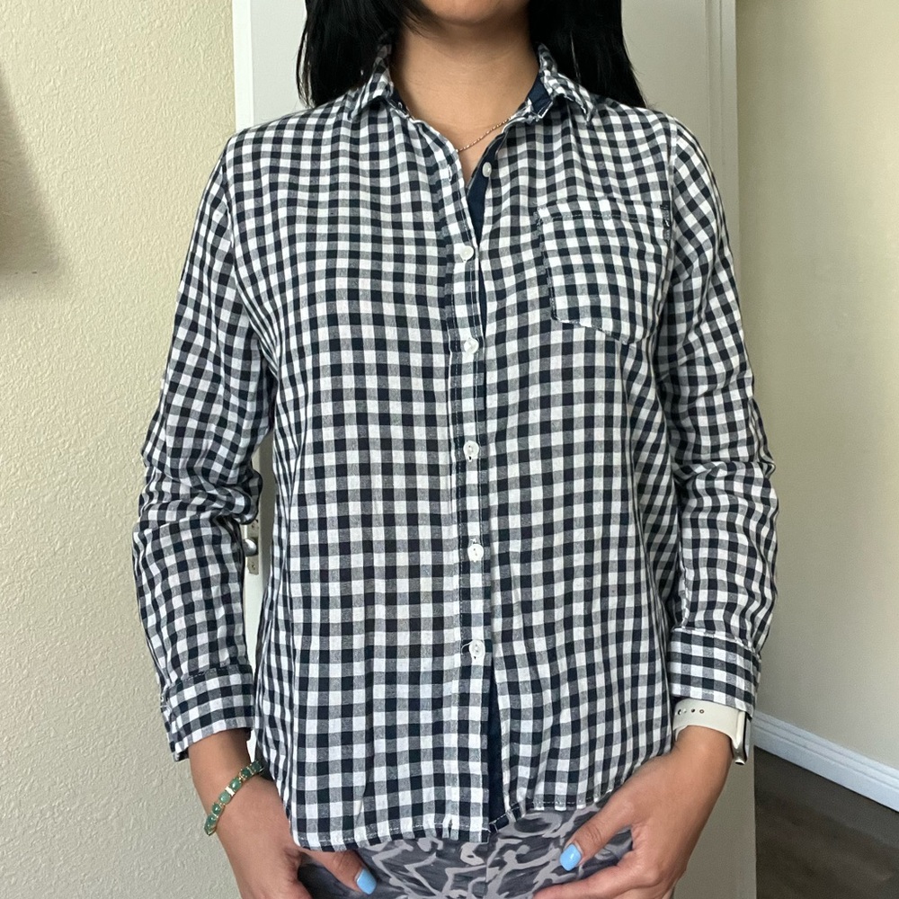 Classic Blue and White Checkered Button Down Shirt